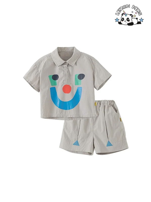 LEZONKIDS - Conjunto de Roupas de Algodão para Bebê Menino ou Menina, verão, duas peças, personalizado por atacado